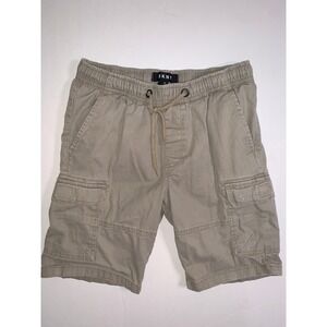 DKNY Boys Khaki Cargo Shorts Size M 10/12 Tan Cotton Blend Elastic Waist‎